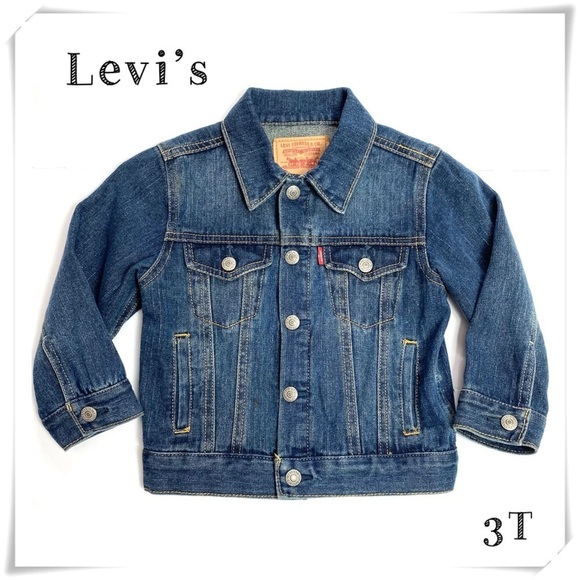 LEVI’S Toddler Denim Trucker Jacket in Vintage Medium Washed Blue Size 3T - Picture 1 of 6